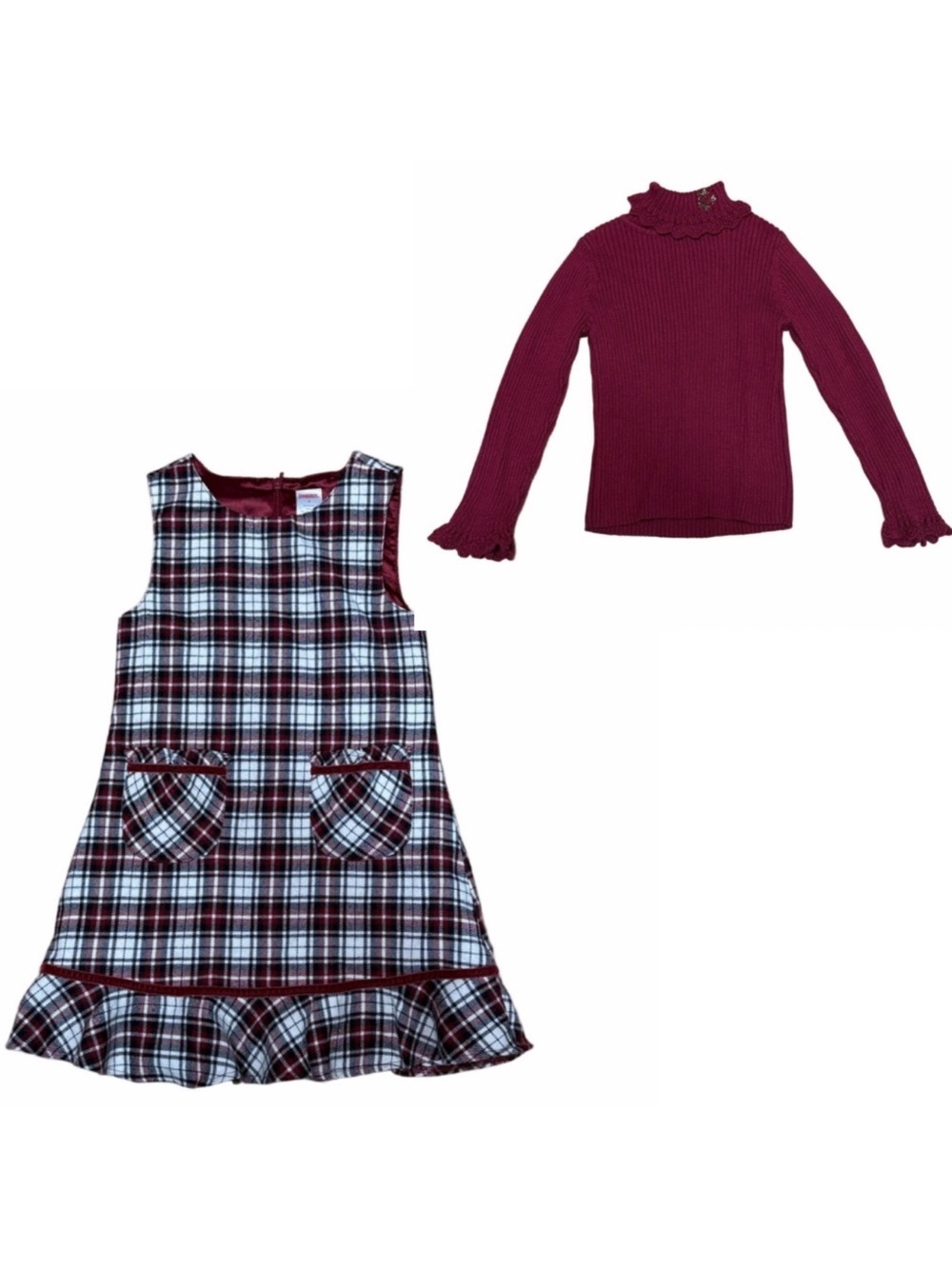 Gymboree Girls Red Plaid Holiday Dress Cardigan 2 Piece Christmas Set
